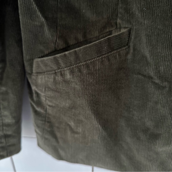 VTG LL Bean Corduroy Blazer Jacket Sz 12 Olive Green - Picture 6 of 8